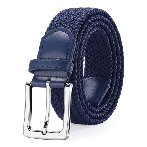 Image of SANSTHS Elastic Woven Golf Belt for Men, 1.3 inch Casual Stretch Braided Web Belt with Pin Buckle for Golf Jeans Casual Pants