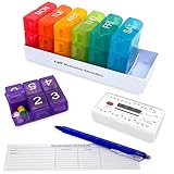 e-Pill 7 Day Weekly Pill Organizer – 6 Times a Day Medicine & Vitamin Box with 6 Alarm Reminders
