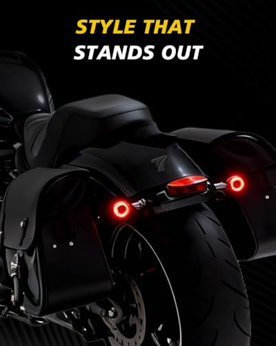 Image of TSUNG Universal Motorcycle LED Turn Signals Lights Small Bullet Front Rear Blinkers Tail Lights for Cruiser Chopper Bobber Cafe Racer Street Bike (RING-Chrome, Red&Amber)
