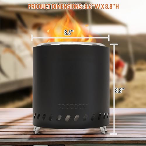 Coozoom Portable Table Top Fire Pit: 8.6 Inch Stainless Steel Mini Outdoor Stove With Stand, Low Smoke Burning Tabletop Firepit Fueled By Pellets Or Wood thumb #5