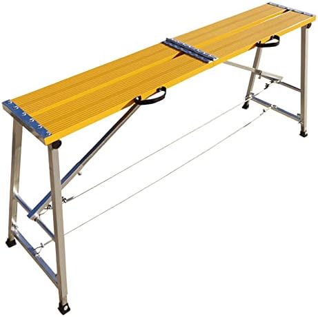 Widen Work Platform Portable Scaffold Ladder Aluminium Equipment Multipurpose Step Ladder Drywall Adjustable Folding Work Bench, 400kg Load