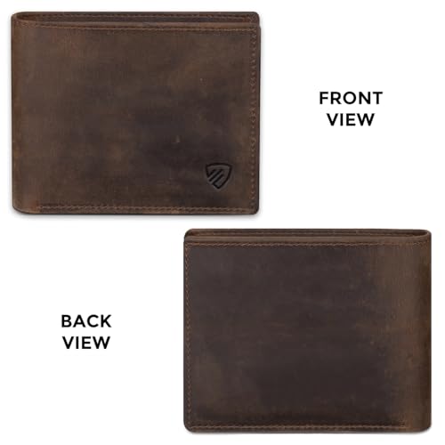 RUNBOX Genuine Leather Bifold Wallet for Men - RFID Blocking Slim Wallet with 9 Card Slots, 1 ID Window & Bill Compartment - Gift Box Packaging — view 6