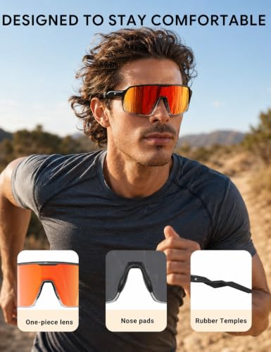 Image of BIRCEN Polarized Baseball Sunglasses for Sports: TR90 Lightweight Running Sunglasses Cycling Glasses for Outdoor Runners MTB