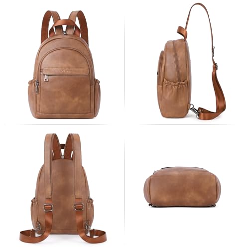 Image of CLUCI Sling Bags for Women,Small Backpack for Women, Leather Sling Backpack Convertible Crossbody Bags for Women Travel