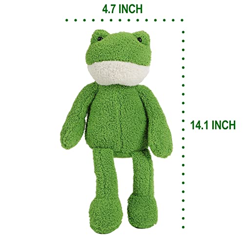 Green Frog Plush Stuffed Animal, Soft Long-Leg Frog Plush Doll Toys, Super Cute Frog Toy Christmas Birthday Gifts For Boys Girls Kids Toddlers Children, Fluffy Stuffed Frog Plushie Decoration, 14.1" #TOP2