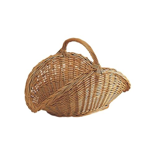 AUBRY GASPARD - Panier à Bûches en Osier Buff - Teinte Miel - Dimensions 62.5 x 42.5 x 42.5 cm - Anse Renforcée avec Fil Galvanisé - Fabrication Artisanale...