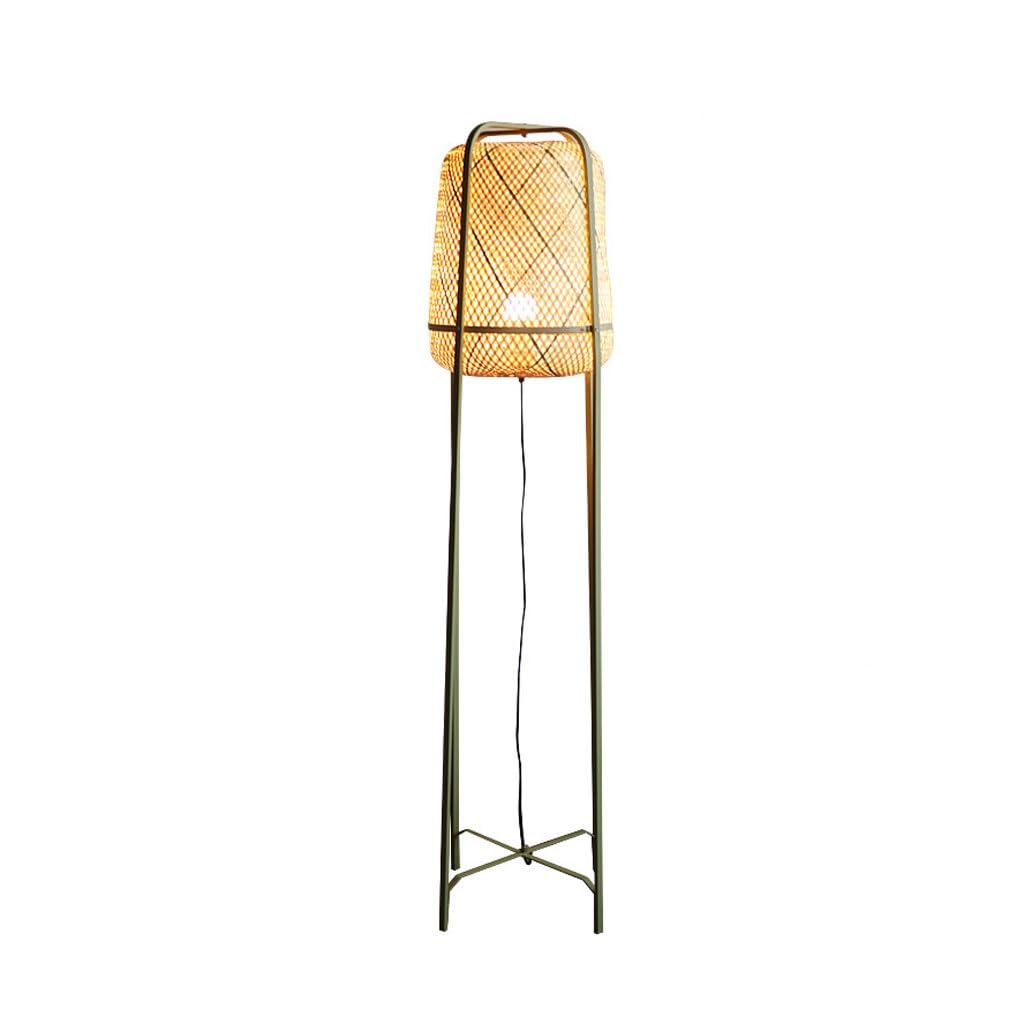 Lampadaire en Bambou TUSUOD Lampe de Salon avec Table Basse pour Bureau et B&B