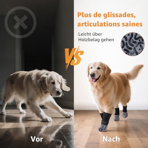 2 Paar Anti-Rutsch-Hundesocken, Weiche Socken für den Pfotenschutz von Hunden mit verstellbarem Klettverschluss für Innenbereich