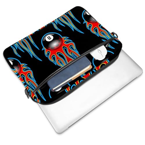 Maletín para portátil de 13 a 14.5 pulgadas Flames Billiards con diseño de 8 bolas 2