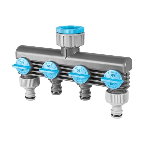 Cellfast El distribuidor de 4 vías de IDEAL permite conectar cuatro sistemas a un grifo simultáneamente, regulando suavemente el flujo de agua, 52-240