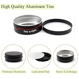 Wopanxye Okrągłe puszki na balsam do ust, 60 ml, 60 g, aluminiowe puszki, czarne pojemniki na próbki kosmetyków z zakręcaną pokrywką, 60 g, metalowe, puste słoiki do przechowywania, na maści, balsamy