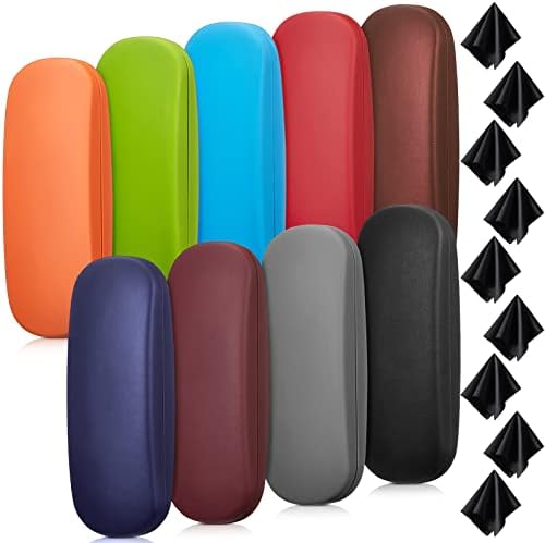 Flutesan 9 Pack Hard Shell Eyeglasses Cases Sunglasses Case Eyeglass Case Glasses Case with Eyeglass Cloth for Men Women