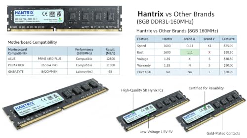 Image of 8GB DDR3L 1600 MHz RGB Desktop PC Memory Stick | PC3L-12800U 240-Pin UDIMM 1.35V Low Power Computer RAM Upgrade | Intel & AMD Motherboard Compatible | 3-Year Warranty