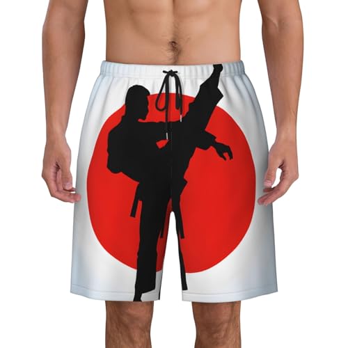 quopvn Taekwondo-Design-Strandhose für Herren, leicht, schnell trocknend, mit Netzfutter für Herren, Schwarz, 3X-Groß
