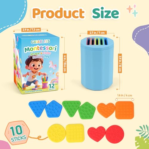 Image of Shape & Color Sorting Montessori Baby Toddler Toys for 1 2 3 Years Boys Girls, Silicone Montessori Toys for 1 Year Old, Fine Motor Skills Sensory Toddlers Toy 1 Year Old Girl and Boy Gift, Piece
