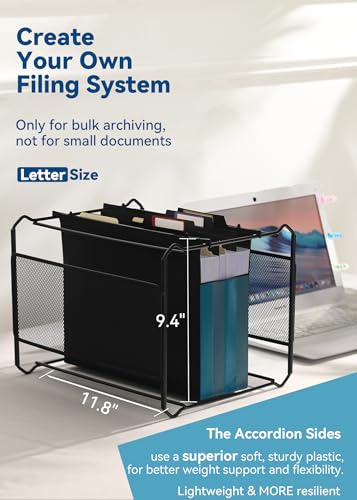 SortRax Plastic High Capacity Hanging File Folders, 4" Expanding Pocket with Movable Dividers, Heavy Duty for Filing Cabinet, Insertable Tabs, Letter Size - 6 Pack - Thumbnail 6