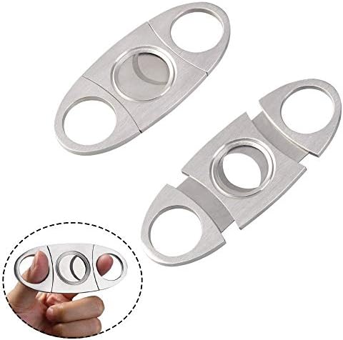 Vicloon Cigar Cutter Stainless Steel Pocket Cigar Tool Double Guillotine Cutter Blades Scissors Suitable for Most Size of Cigars