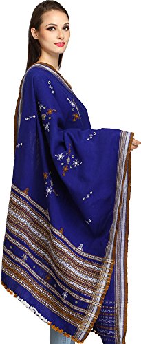 Image of Exotic India Women's Kutch Wool Shawl (SHV95--beige)
