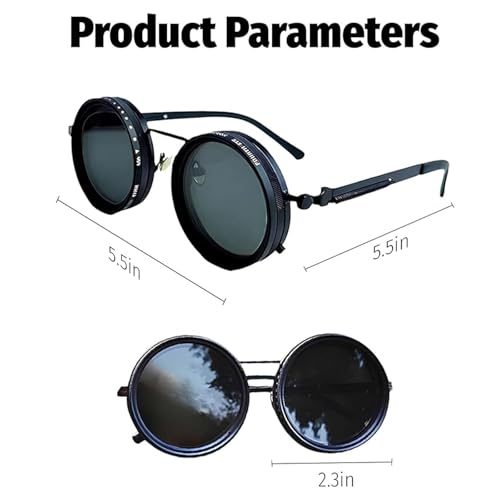 Adjustable Tint Polarized Sunglasses, Noru Filter Sunglasses, 1-9 Gears Rounded Glasses, Ideal for Beach & Outdoor Use4