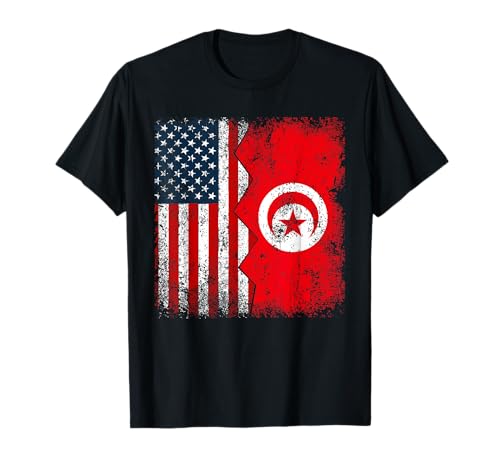 Tunisian Roots | Bandera Media Americana | Banderas de América Túnez Camiseta