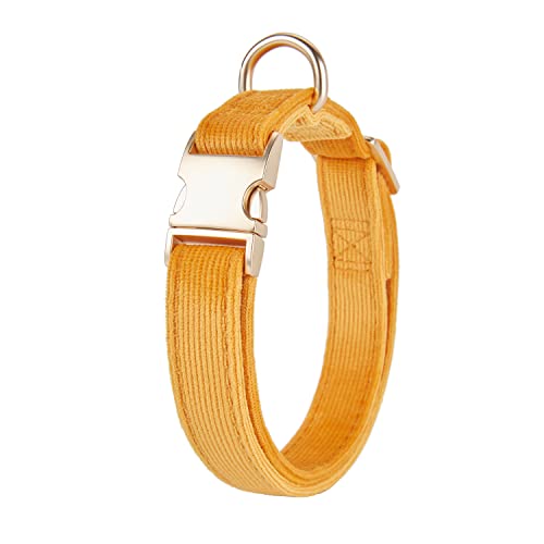 YUDOTE Ultraweiches Hundehalsband natürliche Baumwolle Cord für Mittel Hunde mit empfindlicher Haut,Orange