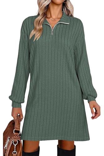 Halife Women's Casual Long Sleeve Fall Dresses V Neck Ribbed Knit...