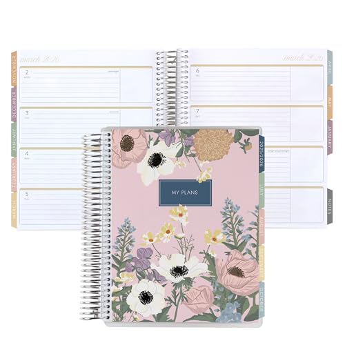 7x9 Coiled Life Planner (January 2026 - December 2026) - Bouquet classic cover, horizontal layout, Bouquet theme, platinum coil