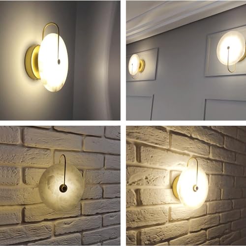 Wfzrxfc W-30254 Nordic Style Stone Wall Lamp Natural Marble Lampshade Wall Sconce Metal Base Indoor Interior Wall Lights Chinese Style thumb #2