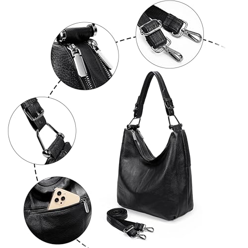 Image of YALUXE Women's Genuine Leather Shoulder Bags Slouchy Hobo Handbags Purses