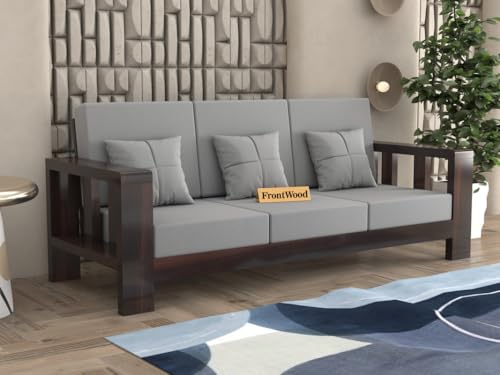 Image of Sheesham Wooden 4 Seater Sofa for Living Room | Solid Wood Sofa | Rosewood Sofa Set for Home & Office | Lounge (Walnut, 2+2 Seater)