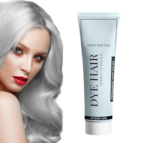 Tinte Para El Cabello Plateado - 100 Ml, Tinte En Crema Natural Para El Cabello Gris Plateado Resistente A La Decoloración | Crema Acondicionadora Brillante De Larga Duración Para Hombres, Mujeres