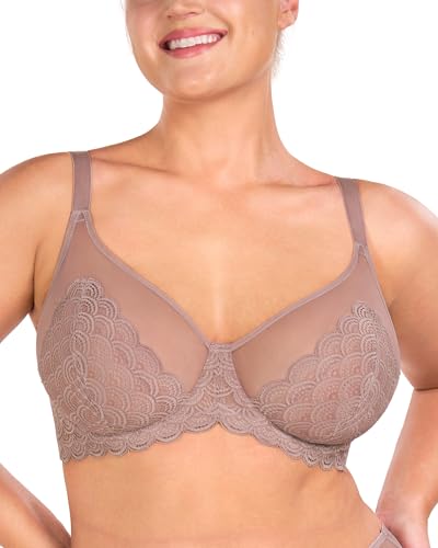 Image of HSIA Minimizer Bras for Women Large Bust Full Coverage Lace Plus Size Bra - Mermaid Scales