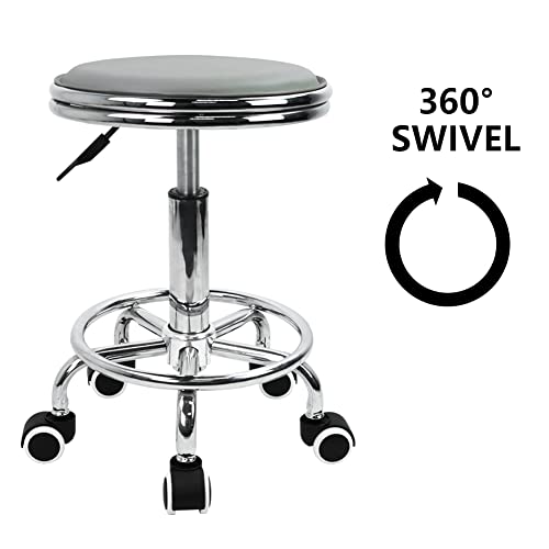 KKTONER Banqueta redonda com descanso para os pés couro sintético ajuste de altura moderno estilo me