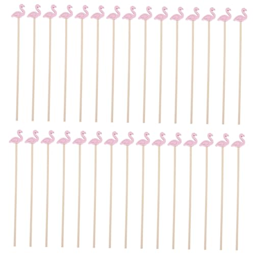 COLLBATH 100Pcs Flamingo Shape Handle Cocktail Stirrers Decorative Swizzle Sticks for Iced Tea Elegant Drink Mixers for Summer Parties and Events