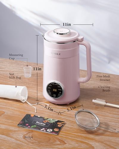 Image of KIDISLE 8 in 1 Nut Milk Maker Blender, 32oz Homemade Soy, Almond, Oat, Coconut, Plant Based and Non Dairy Beverages, Automatic Soybean Machine With Delay Start /Keep Warm /Boil Water, Pink