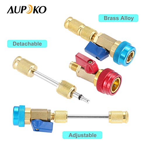 Aupoko R134A Valve Core Quick Remover Installer, High Low Pressure Valve Core Remover Tools Kit For R13A Refrigerant Air Conditioner System #TOP2