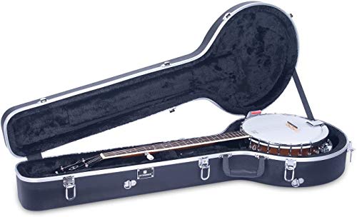 Crossrock 5-String Resonator & Gibson Tenor Banjo Koffer | Geformte ABS-Hartschale mit Sicherheitsschloss, Metallfüßen und abnehmbaren Gurten-Schwarz (CRA861BJBK)