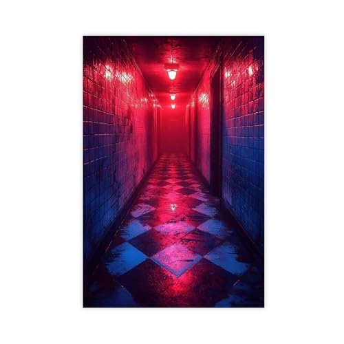 Liminal Space Art Print – Eerie Backrooms Decor for Vaporwave, Surrealist Room Aesthetic Modern Wall Prints Abstract Geometric Minimalist Art Framed Canvas Prints For Office Bedroom Wall Decor 12x18in