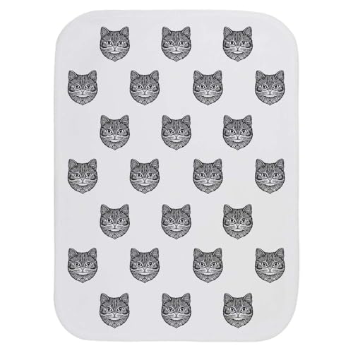 Azeeda 'Artsy Cat Head' Baby Burp/Wash Cloth (BC00030371)