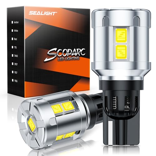 Image of SEALIGHT 912 921 LED Bulbs Reverse Lights 6500K White, 600% Brighter T15 LED Backup Light Bulb for 906 904 922 W16W Super Bright Canbus Error Free Plug and Play Light Bulb, Pack of 2
