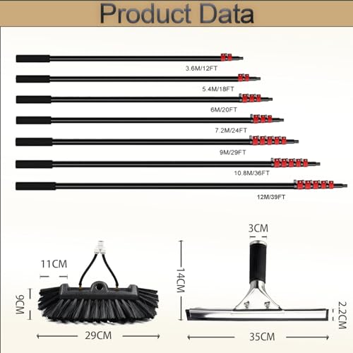 Brosse panneaux solaires télescopique pour laver sans échelle