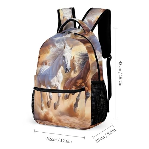 Horses Running 3 PCS Backpack Set Casual Daypack with Insulated Lunch Bag & Pencil Case2