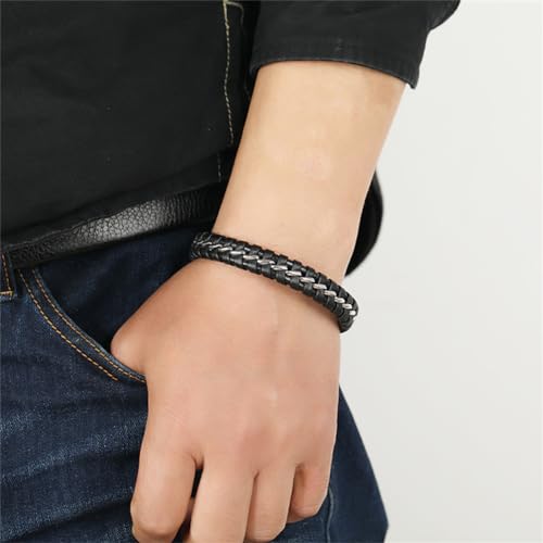 St. Benedict Crucifix Cross Bracelet for Men,Handmade Saint Benedict Jesus Cross Cuff Bracelets Exorcism Cross of Saint Religious Jewelry Miraculous Medal Catholic Gift for Him,8'' / 8.8''3