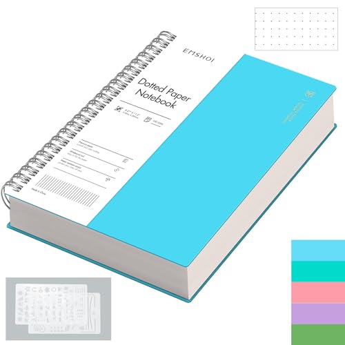 EMSHOI A4 Notebook Bullet Dotted Journal - 300 Pages Wirebound Spiral Notepad, 100gsm Dot Grid Paper, Waterproof Softcover, for Women Men Work Office School Writing, 21.5 x 27.9cm, Blue