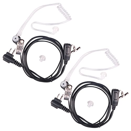Earpiece for Motorola Radio 2 Pin Covert Acoustic Tube Walkie Talkie Headset with Microphone Compatible with Motorola Walkie Talkie CP200 GP2000 XU1100 PRO1150 MU12, Pack of 2