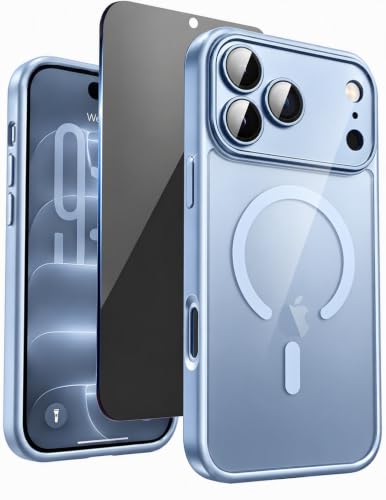 TXXO for iPhone 18 Pro Case Privacy Screen for 18Pro Case Cute,Glacier Blue