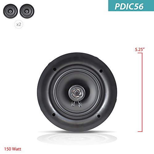 Pyle 5.25'' In-Wall/In-Ceiling Dual Speakers (Pair) - 2-Way Woofer Speaker System 1/2” Polymer Tweeter Flush Mount w/ 80Hz - 20kHz Frequency Response 150 Watts Peak 8 Ohm Rating - Pyle PDIC56 (White) by Pyle - Used condition - Image 3