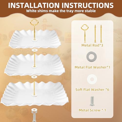 DIDROOM Pack of 10 Dessert Table Display Set, 3 Two-Tier & 3 Three-Tier Cupcake Stands, 4 Trays, Perfect for Birthday Baby Bridal Shower Party - Dessert Table Display Set - Image 5