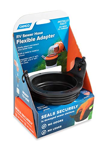 Camco Flexible 3-In-1 Sewer Adapter Hose Seal -Flexible Fitting That Makes Connection To A Sewer Inlet Simple And Less Hands On! (39318), Black #TOP1