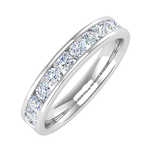 FINEROCK 0.60 Carat Channel Set Diamond Wedding Band Ring in 14K Gold